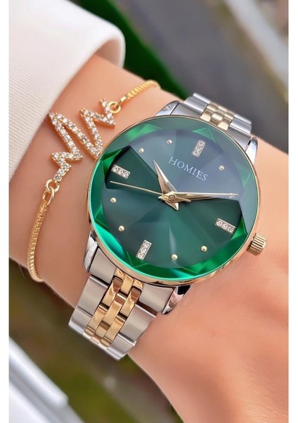 MRD11739 Sarı Gümüş Renk Kadın Kol Saati Bileklik Hediyeli modelleri