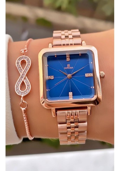 MRD11902 Rose Gold Renk Çelik Kordon Kadın Kol Saati Bileklik Hediyeli