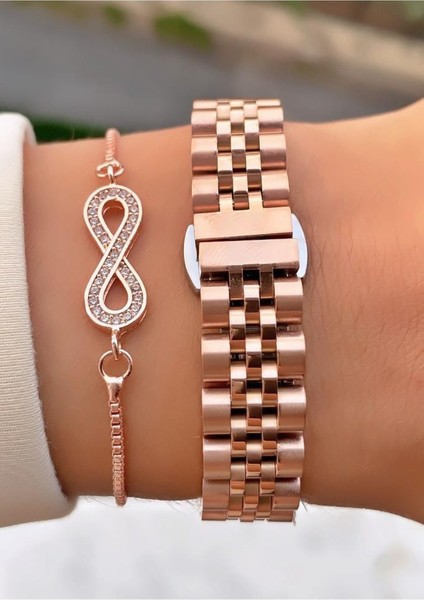 MRD11902 Rose Gold Renk Çelik Kordon Kadın Kol Saati Bileklik Hediyeli fırsatları
