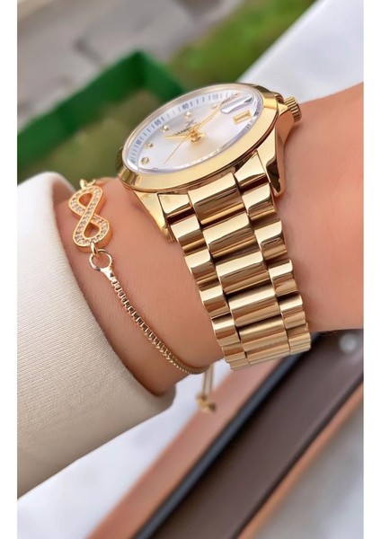 MRD12105 Altın Sarısı Kadın Kol Saati Bileklik Hediyeli fırsatları