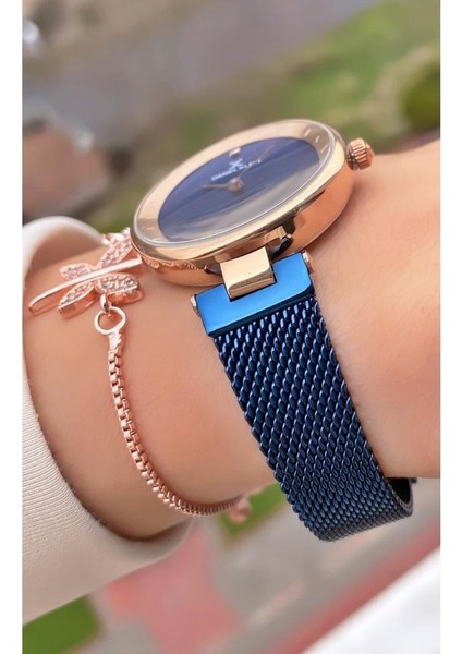 MRD12026 Lacivert Rose Renk Kadın Kol Saati Bileklik Hediyeli fiyatları