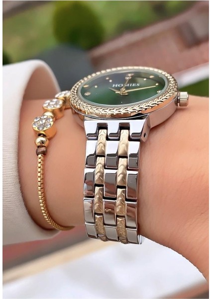 MRD11717 Sarı Gümüş Renk Kadın Kol Saati Bileklik Hediyeli fiyatları