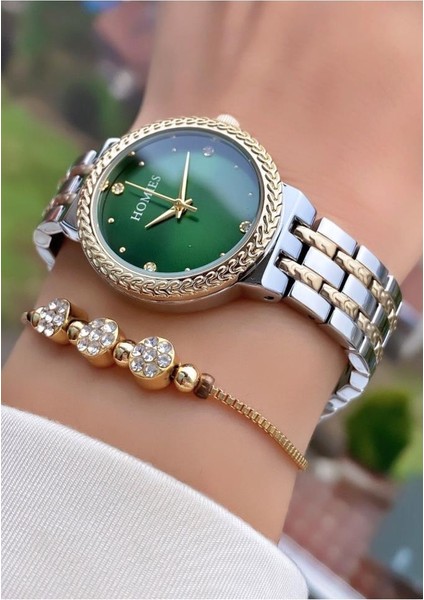 MRD11717 Sarı Gümüş Renk Kadın Kol Saati Bileklik Hediyeli modelleri