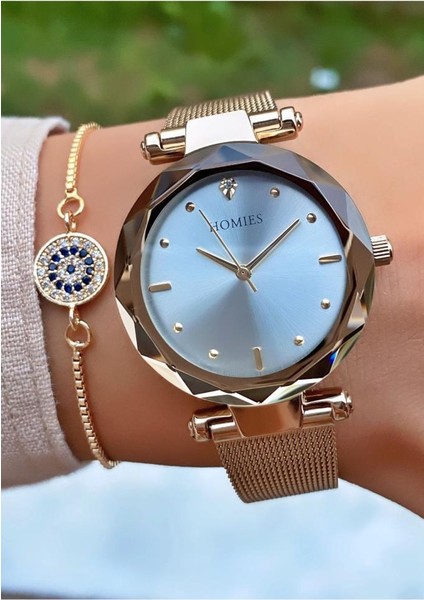 MRD11946 Altın Renk Kadın Kol Saati Bileklik Hediyeli