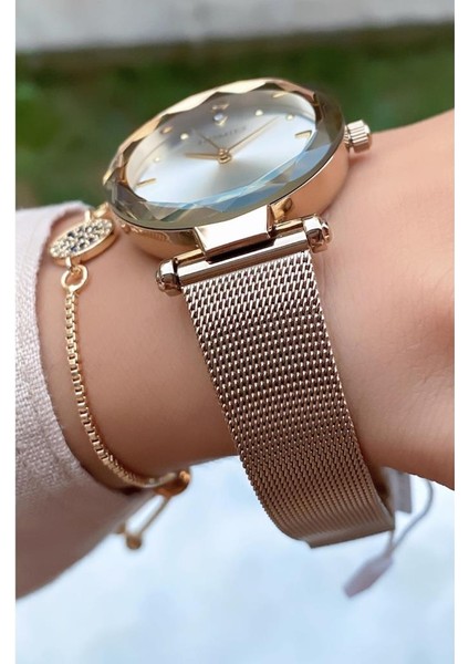 MRD11946 Altın Renk Kadın Kol Saati Bileklik Hediyeli fiyatları