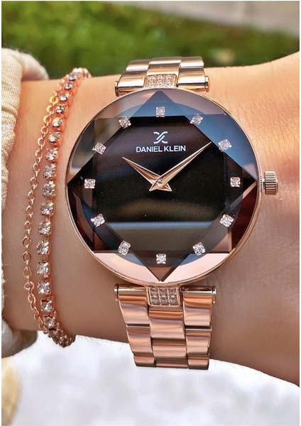 Daniel Klein MRD12270 Rose Gold Renk Kesme Cam Kadın Kol Saati Bileklik Hediyeli