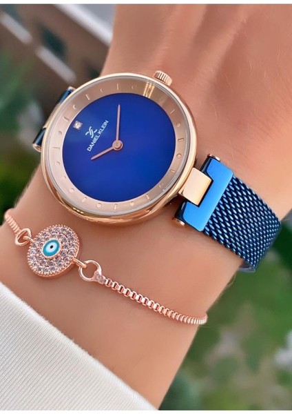 MRD12103 Lacivert Rose Renk Kadın Kol Saati Bileklik Hediyeli