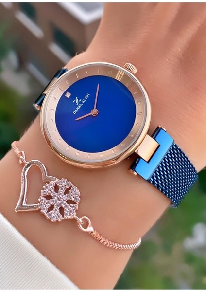 MRD12103 Lacivert Rose Renk Kadın Kol Saati Bileklik Hediyeli modelleri