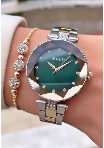 MRD11544 Sarı Gümüş Renk Kadın Kol Saati Bileklik Hediyeli