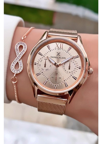 MRD12065 Rose Gold Renk Kadın Kol Saati Bileklik Hediyeli