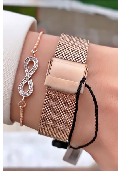 MRD12065 Rose Gold Renk Kadın Kol Saati Bileklik Hediyeli indirimleri