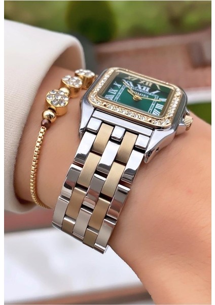 MRD11715 Sarı Gümüş Renk Kare Kadın Kol Saati Bileklik Hediyeli fırsatları