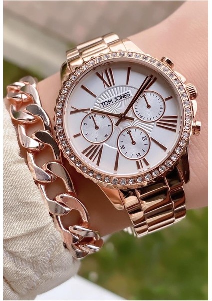 MRD12234 Rose Gold Renk Kadın Kol Saati Bileklik Hediyeli