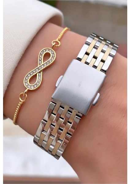 MRD11521 Sarı Gümüş Renk Kadın Kol Saati Bileklik Hediyeli fırsatları