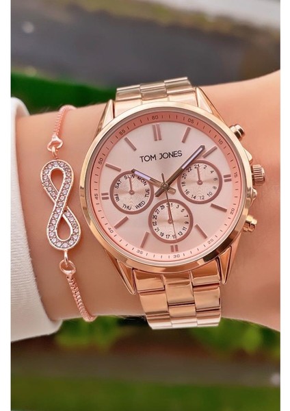 MRD11672 Rose Gold Renk Kadın Kol Saati Bileklik Hediyeli