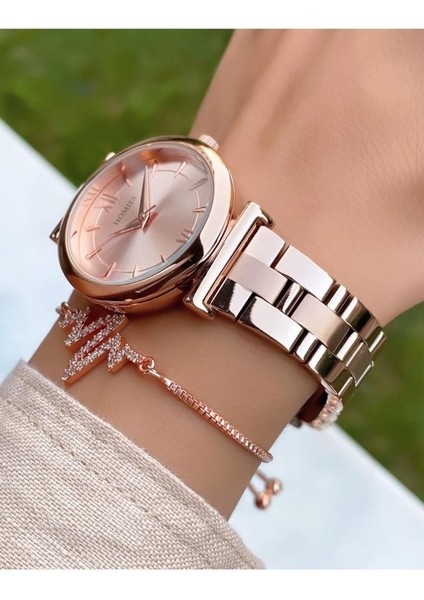 MRD12147 Rose Gold Renk Kadın Kol Saati Bileklik Hediyeli fiyatları