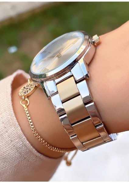 MRD12153 Sarı Gümüş Renk Kadın Kol Saati Bileklik Hediyeli fiyatları