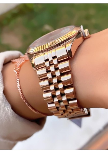 MRD12284 Rose Gold Renk Kadın Kol Saati Bileklik Hediyeli fiyatları
