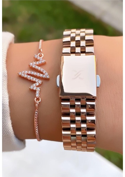 MRD12284 Rose Gold Renk Kadın Kol Saati Bileklik Hediyeli modelleri