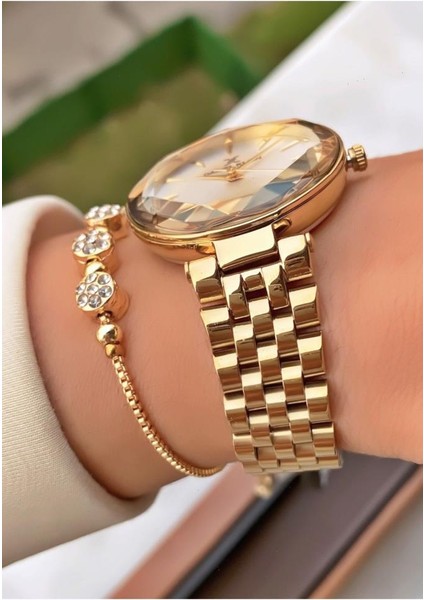 MRD12299 Altın Renk Kadın Kol Saati Bileklik Hediyeli fırsatları