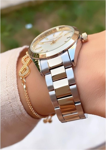 MRD12156 Sarı Gümüş Renk Kadın Kol Saati Bileklik Hediyeli fiyatları