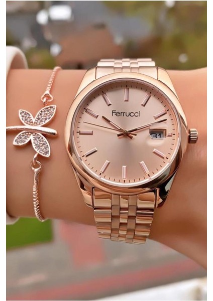MRD11828 Rose Gold Renk Çelik Kordon Kadın Kol Saati Bileklik Hediyeli modelleri