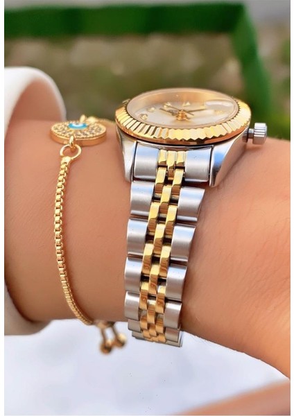 MRD11331 Sarı Gümüş Renk Kadın Kol Saati Bileklik Hediyeli fırsatları