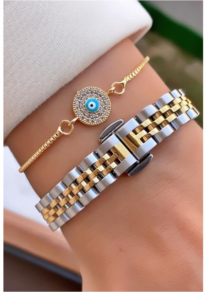 MRD11331 Sarı Gümüş Renk Kadın Kol Saati Bileklik Hediyeli indirimleri