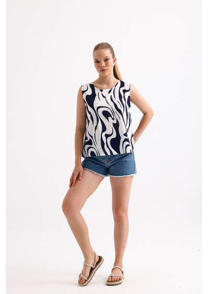 Desenli Kalın Askılı Bluz modelleri