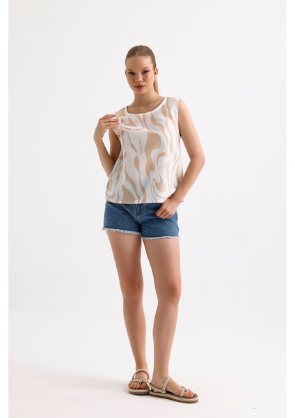 Desenli Kalın Askılı Bluz modelleri