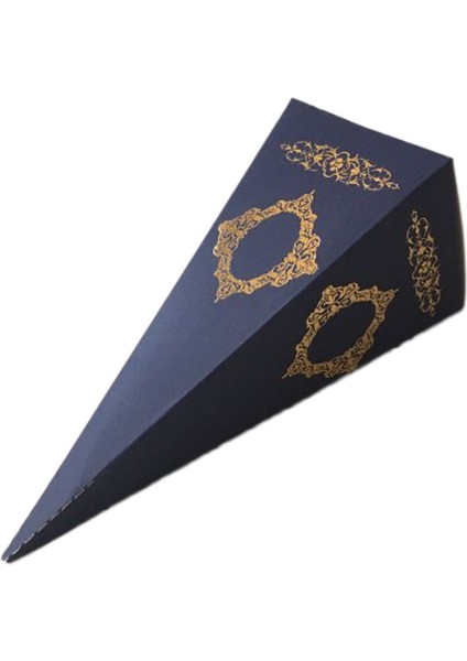 Karton Şeker Külahı Lüx Gold Yaldızlı Saray Desenli (25 Adet) Lacivert