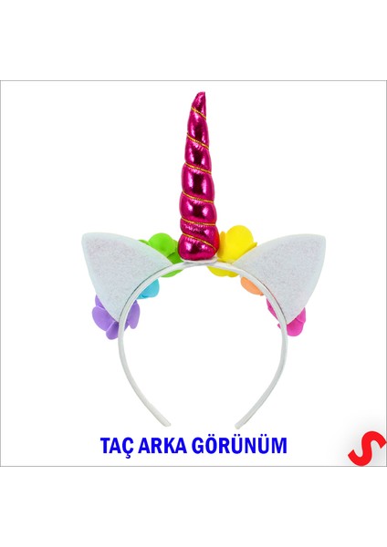 Unicorn Tek Boynuz Dolgulu Eva Taç, 1 Adet - Fuşya modelleri
