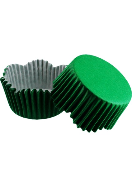 Cupcake Kalıbı Pet Kapsül Dalgalı Kek Kalıbı 65X38 mm (100 Adet) Yeşil