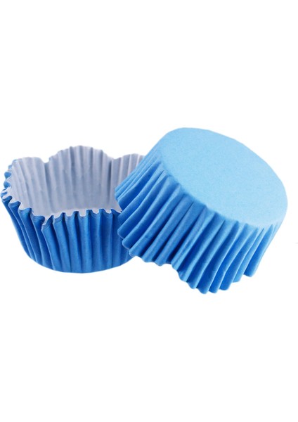 Cupcake Kalıbı Pet Kapsül Dalgalı Kek Kalıbı 65X38 mm (100 Adet) Mavi