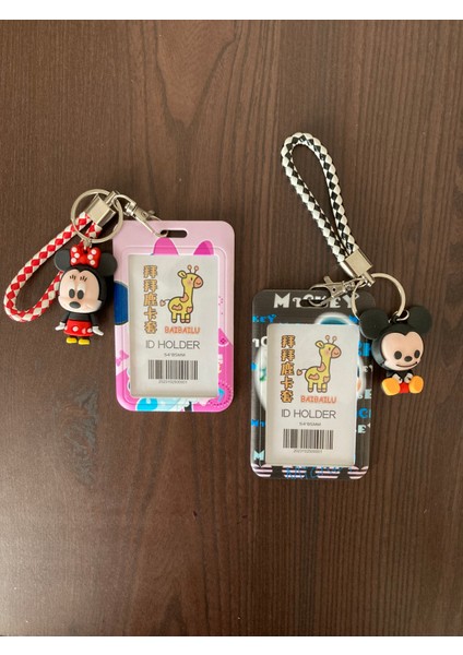 Mickey Minnie Mouse Ikili Ikisi Bir Arada Kartlık Anahtarlık Akbil Kabı