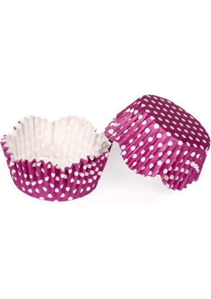 Kek Kalıbı Pet Kapsül 65 x 38 mm Kağıt Cupcake Kağıdı x 100 Adet - Puantiyeli Mor