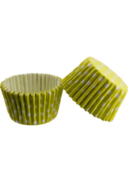 Cupcake Kalıbı Pet Kapsül Kek Kalıbı 48X34 mm (100 Adet) Puantiyeli Sarı