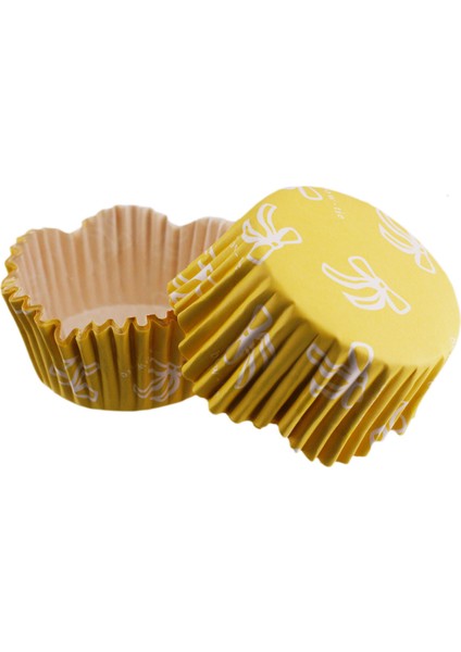 Cupcake Kalıbı Pet Kapsül Dalgalı Fiyonklu Sarı Kek Kalıbı 65 x 38 mm x 100 Adet