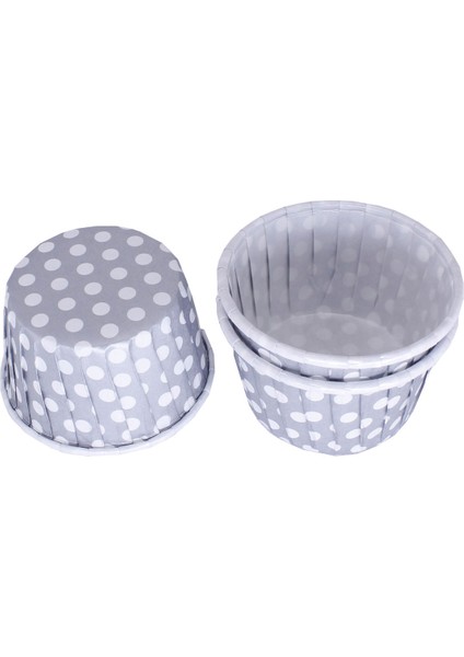 Cupcake Kalıbı Orta Boy 50*39 mm (100 Adet) Puantiyeli Gümüş