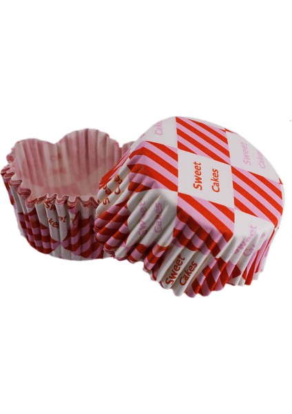 Tahtakale Toptancısı Cupcake Kalıbı Pet Kapsül  Kırmızı Pembe Kare Desen Dalgalı Kek Kalıbı 65X38 mm (100 Adet)