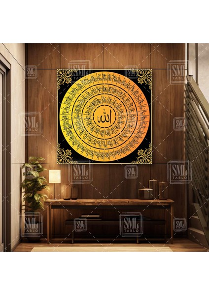 Esmaül Hüsna Allahın Isimleri 99 Ismi Allah Adı Esma-Ül Hüsna Islam Kare Kanvas Tablo