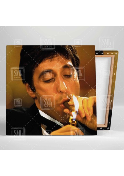 Scarface Tony Montana Karizmatik Oyuncu Efsane Aktör Hollywood Ikon Kare Kanvas Tablo