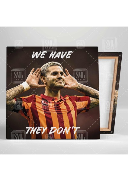 Mauro Icardi Sarı Kırmızı Galata Saray Futbolcu Kare Kanvas Tablo