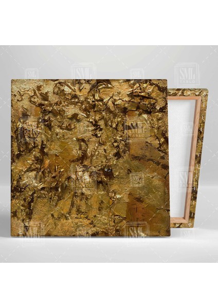 Altın Madeni Soyut Altın Sarısı Tekstüre Kare Kanvas Tablo fiyatları