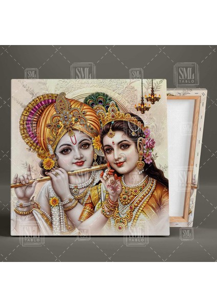 Ney Çalan Kız Kardeşler Gold Takılı Kadın Hinduizm Hint Kültürü Kare Kanvas Tablo fiyatları