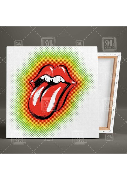 Rolling Stones Rock Music Mick Jagger Dil Çıkaran Kırmızı Dudak Kare Kanvas Tablo fiyatları