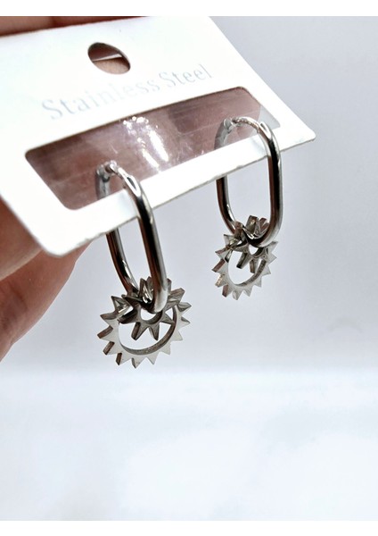 Güneş Sallantılı Çelik Küpe modelleri