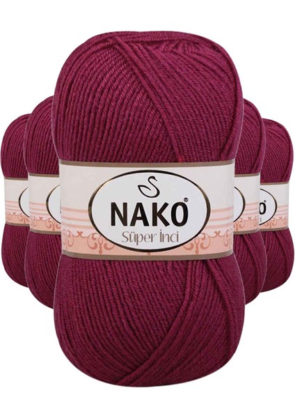 5 Adet Süper İnci El Örgü İpi 100 gr Vişne Çürüğü 2187
