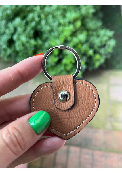 Pinkylola Design-Aşk Model Kalp Taba Hakiki Deri ,anahtarlık , Çanta Süsü ,charm