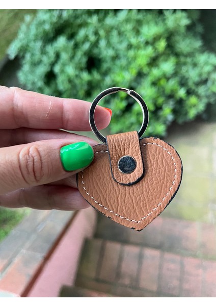 Pinkylola Design-Aşk Model Kalp Taba Hakiki Deri ,anahtarlık , Çanta Süsü ,charm